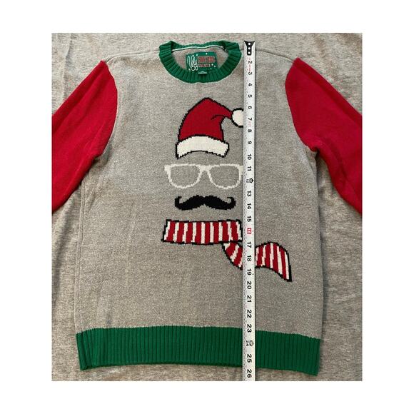 Ugly Christmas Invisible Man Mens Size M Holyday Christmas Grey Red Sweater - Picture 6 of 8